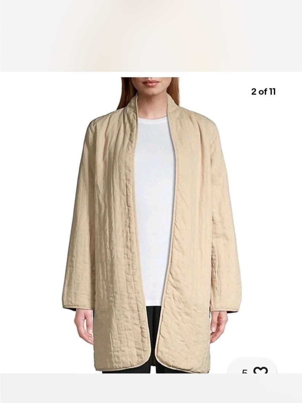 Eileen Fisher Quilted Tencel Linen open front Jacket size Small